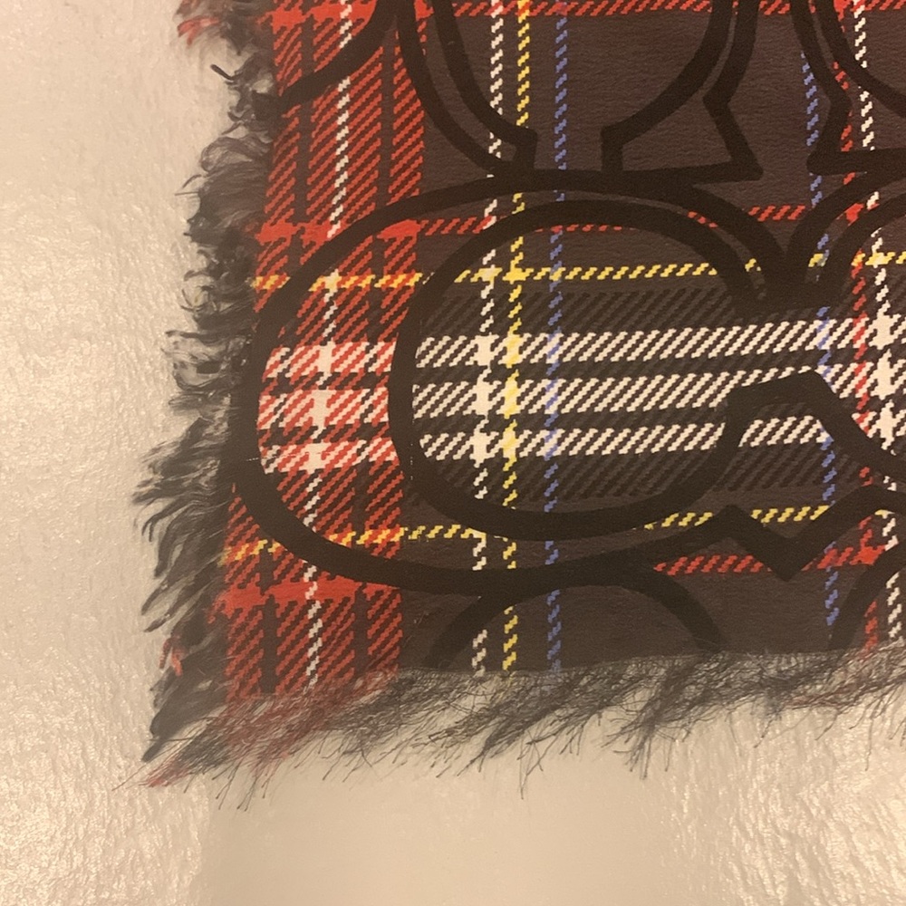 Coach plaid silk scarf 🟫⬜️🟥🟦🟨⬛️ - Picture 4 of 7